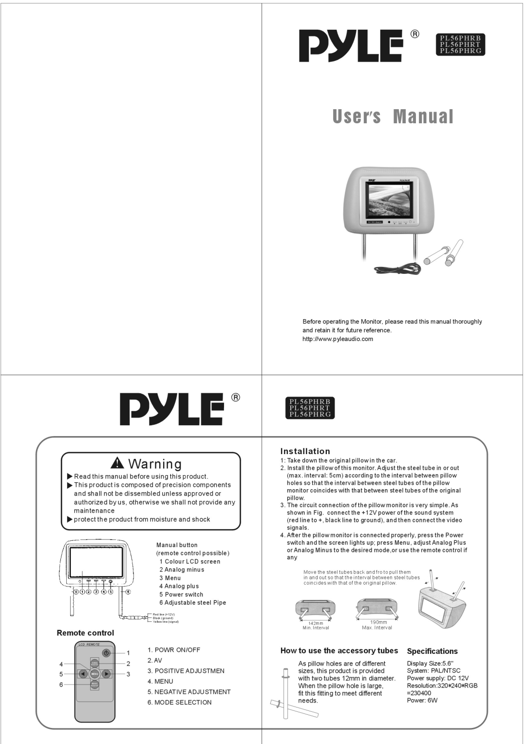 PYLE Audio PL56PHRT, PL56PHRG, PL56PHRB manual 