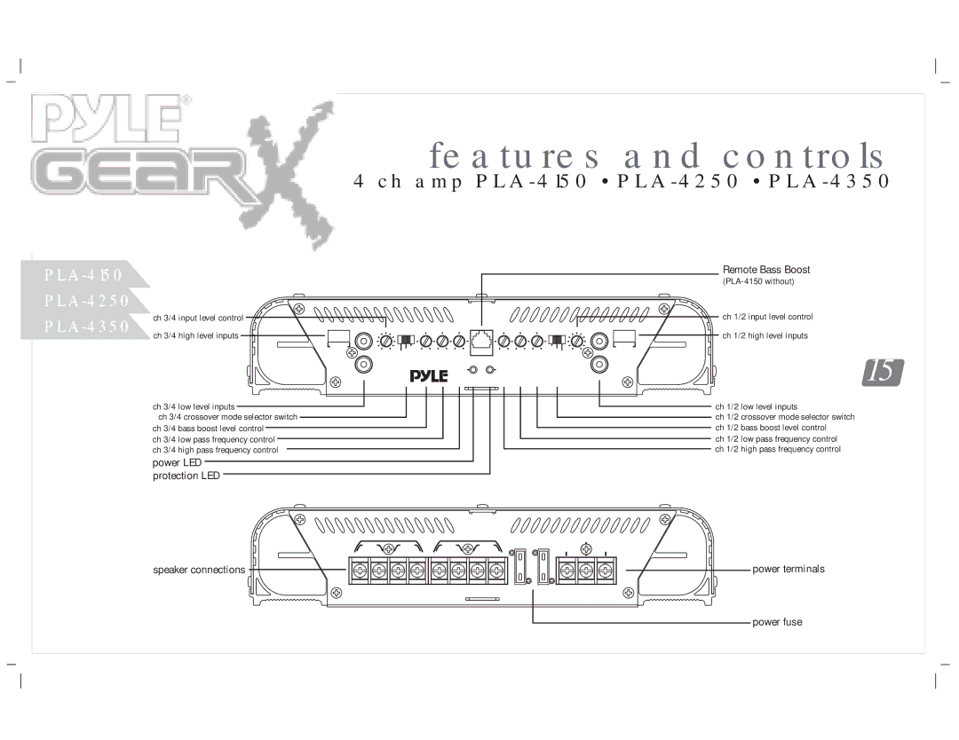 PYLE Audio PLA-219, PLA-4300D, PLA-2650, PLA-2350, PLA-2750, PLA-2250, PLA-2150, PLA-2850 manual Ch amp PLA-4150 PLA-4250 PLA-4350 