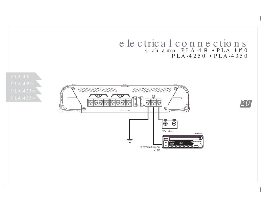 PYLE Audio PLA-2850, PLA-4300D, PLA-2650, PLA-219, PLA-2350, PLA-2750, PLA-2250 manual Ch amp PLA-419 PLA-4150 PLA-4250 PLA-4350 