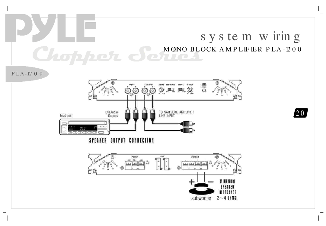 PYLE Audio PLA-2260, PLA1200, PLA2230, PLA-4120 manual System wiring 