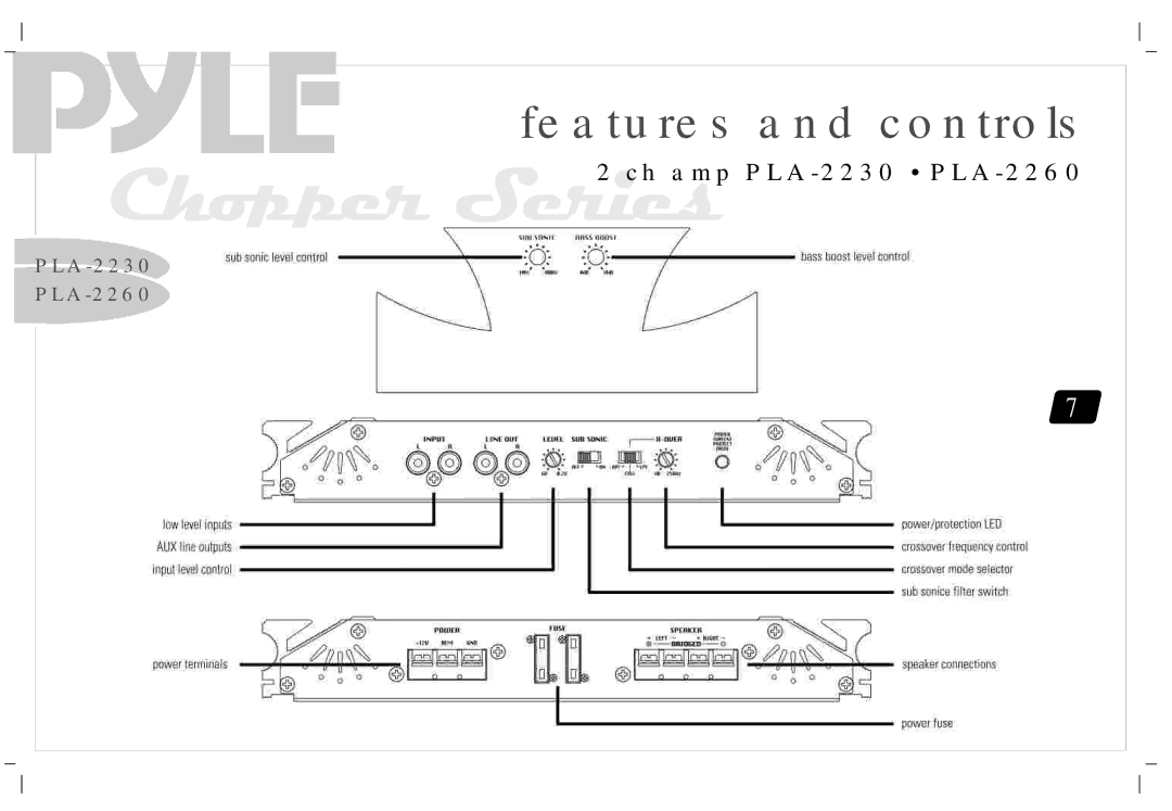 PYLE Audio PLA2230, PLA1200, PLA-4120 manual PLA-2230 PLA-2260 