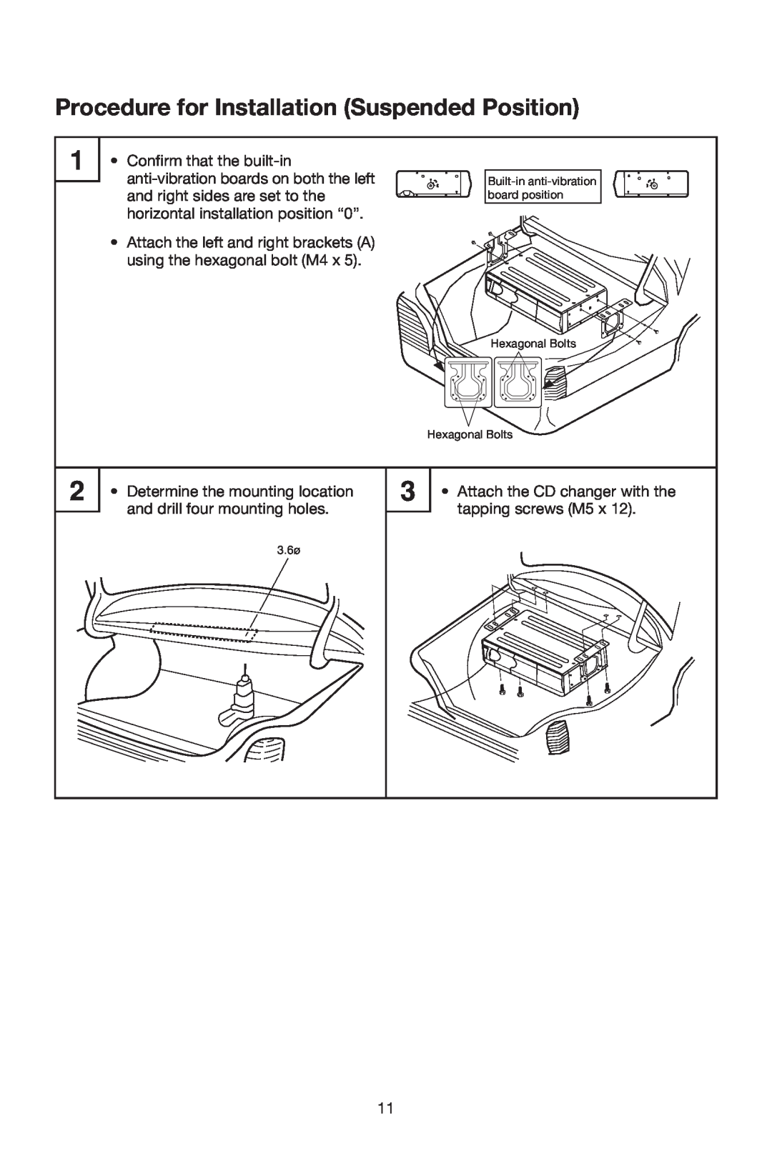 PYLE Audio PLCD20CH manual Procedure for Installation Suspended Position 