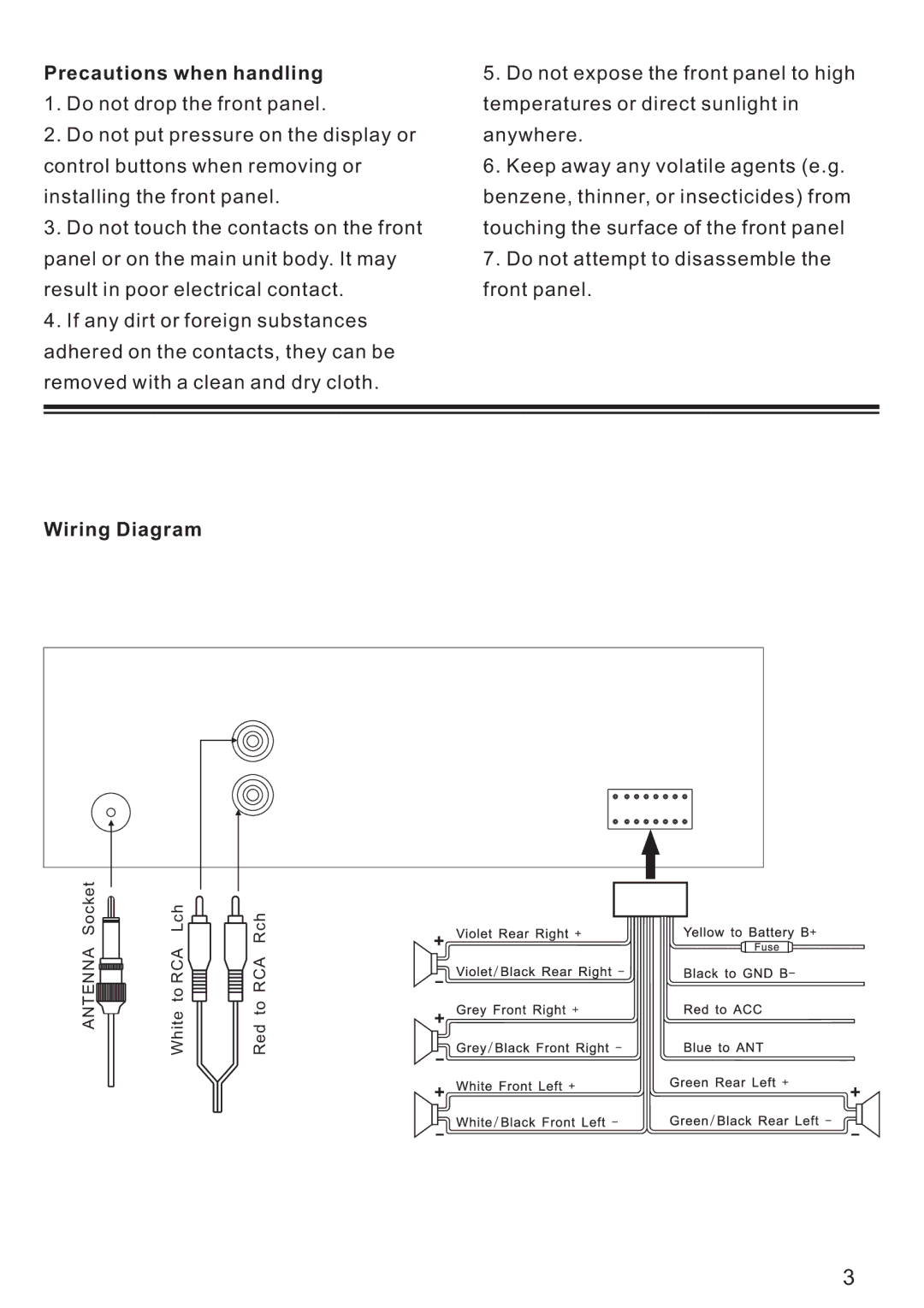 PYLE Audio PLCD21 instruction manual Precautions when handling, Wiring Diagram 