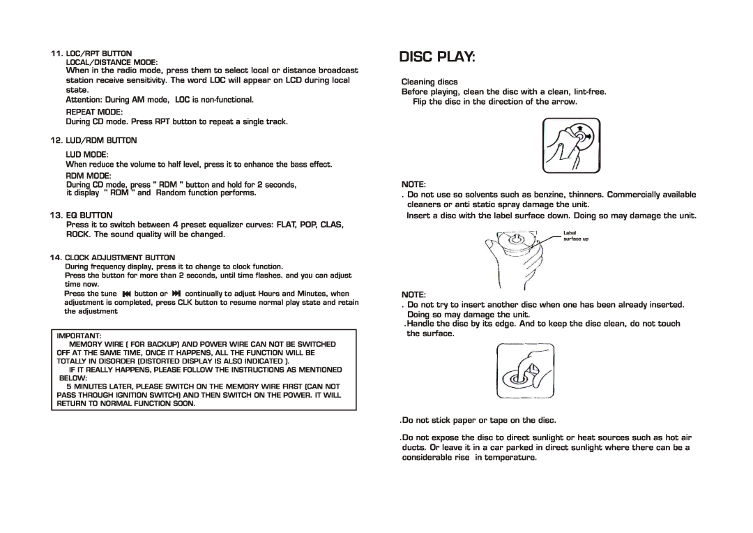 PYLE Audio PLCD26 instruction manual Disc Play 