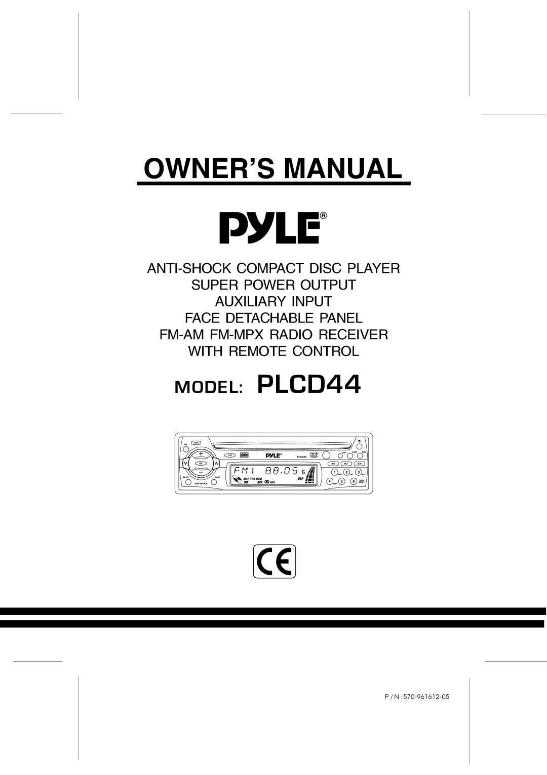 PYLE Audio owner manual Model PLCD44 