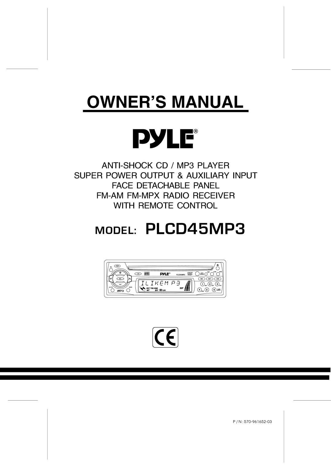 PYLE Audio owner manual Model PLCD45MP3 