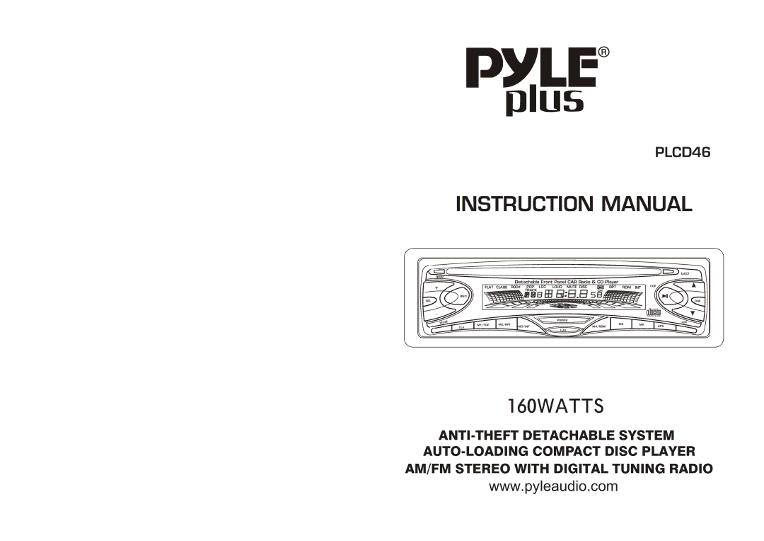 PYLE Audio plcd46 instruction manual 160WATTS 