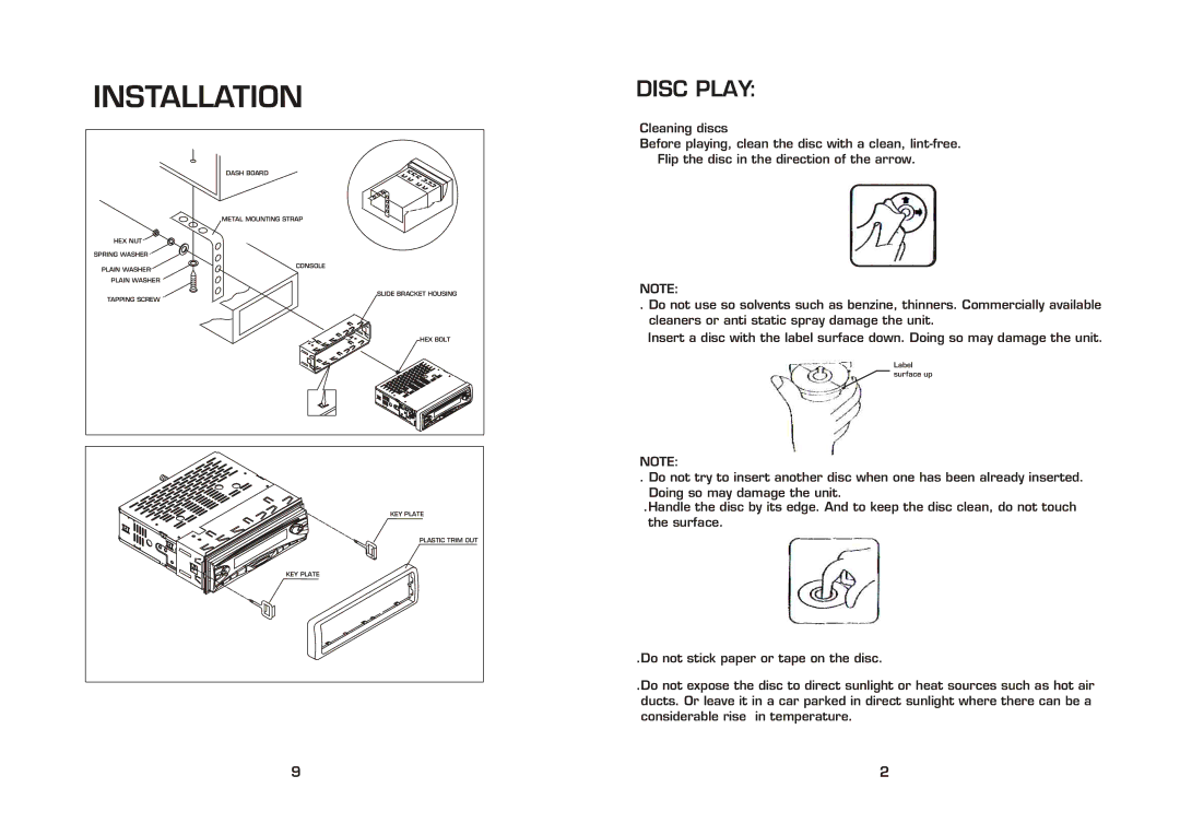 PYLE Audio plcd46 instruction manual Installation, Disc Play 