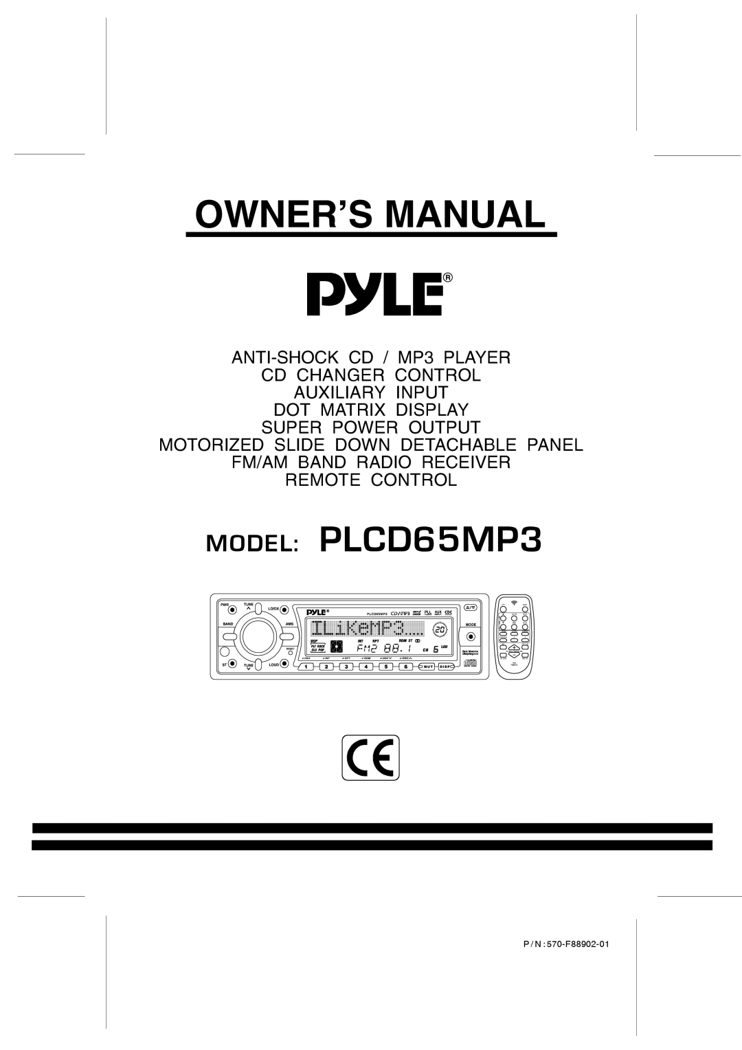 PYLE Audio owner manual Model PLCD65MP3 