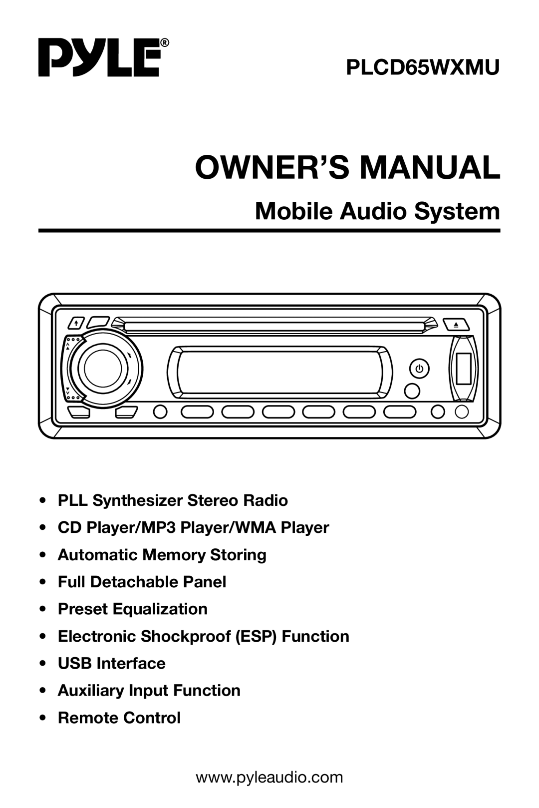 PYLE Audio PLCD65WXMU owner manual Mobile Audio System 