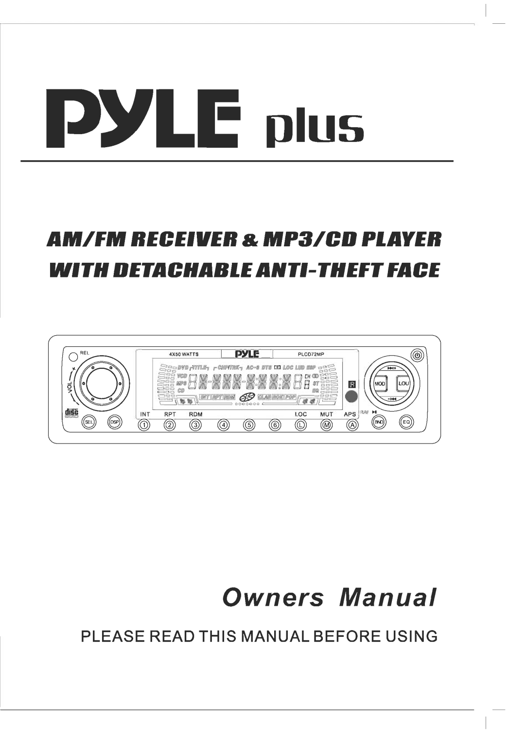 PYLE Audio PLCD72MP manual 