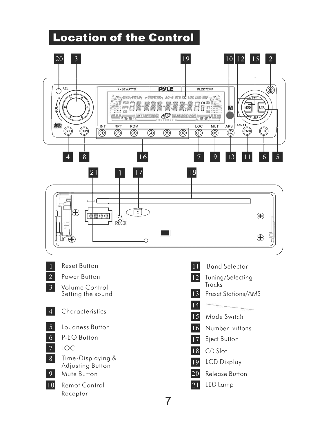 PYLE Audio PLCD72MP manual 