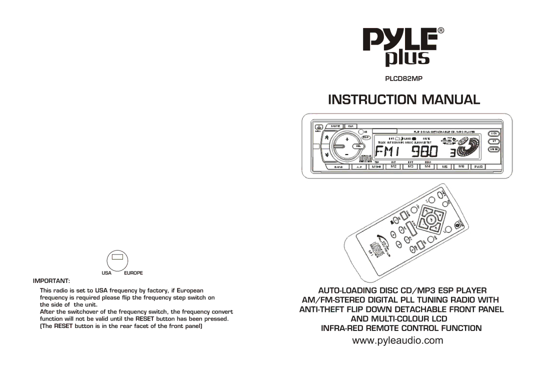 PYLE Audio PLCD82MP instruction manual USA Europe 