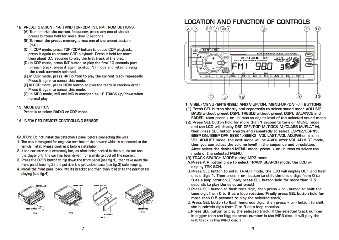 PYLE Audio PLCD82MP Mode Button, INFRA-RED Remote Controlling Sensor, SEL/MENU/ENTERSEL and V-UP/DN, MENU-UP/DN+/- Buttons 