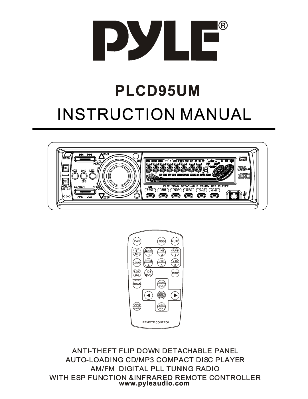 PYLE Audio PLCD95UM instruction manual With Esp Function &Infrared Remote Controller, Mute, Loud, Disp, Scan 