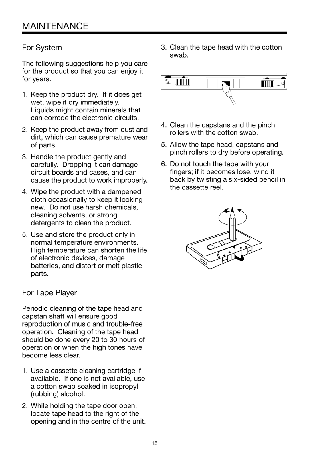 PYLE Audio PLCDCS220MP owner manual Maintenance, For System 