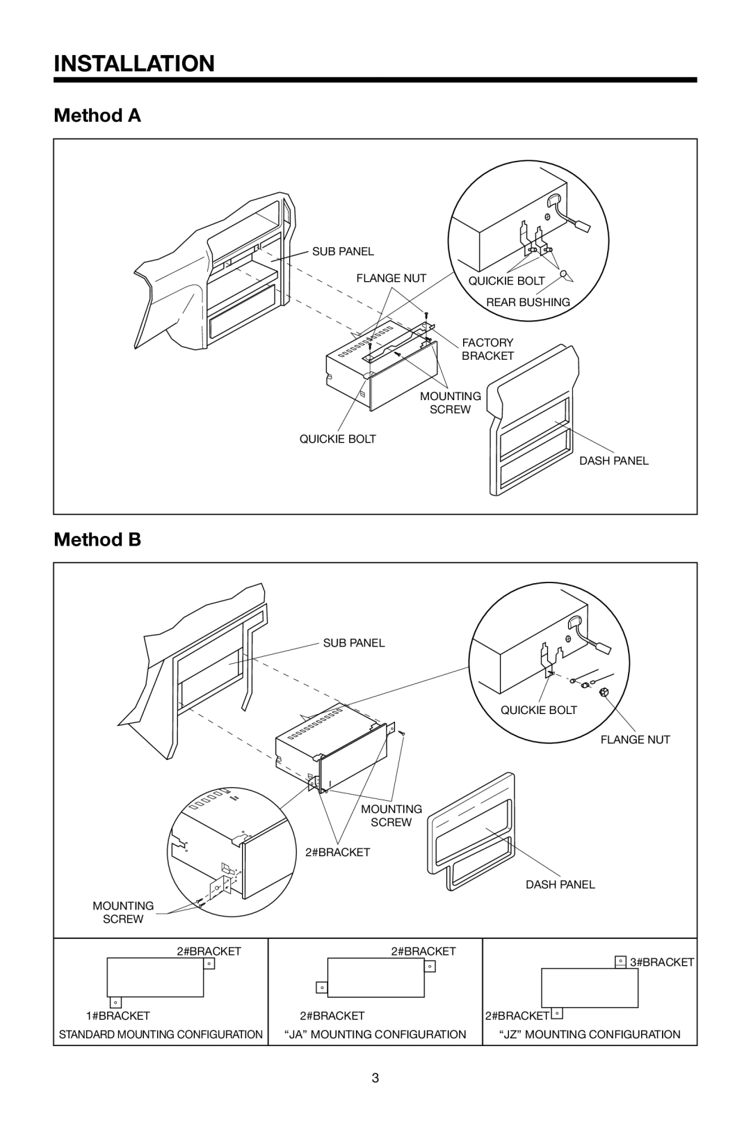 PYLE Audio PLCDCS220MP owner manual Installation, Method B 