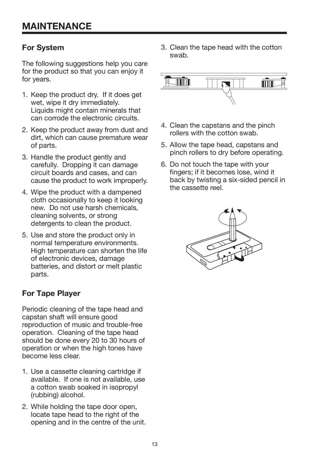 PYLE Audio PLCDCS300 owner manual Maintenance, For System 