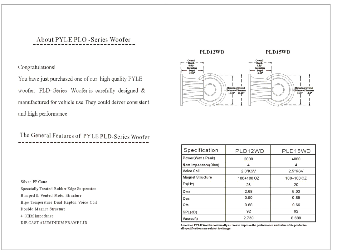 PYLE Audio PLD12WD manual 