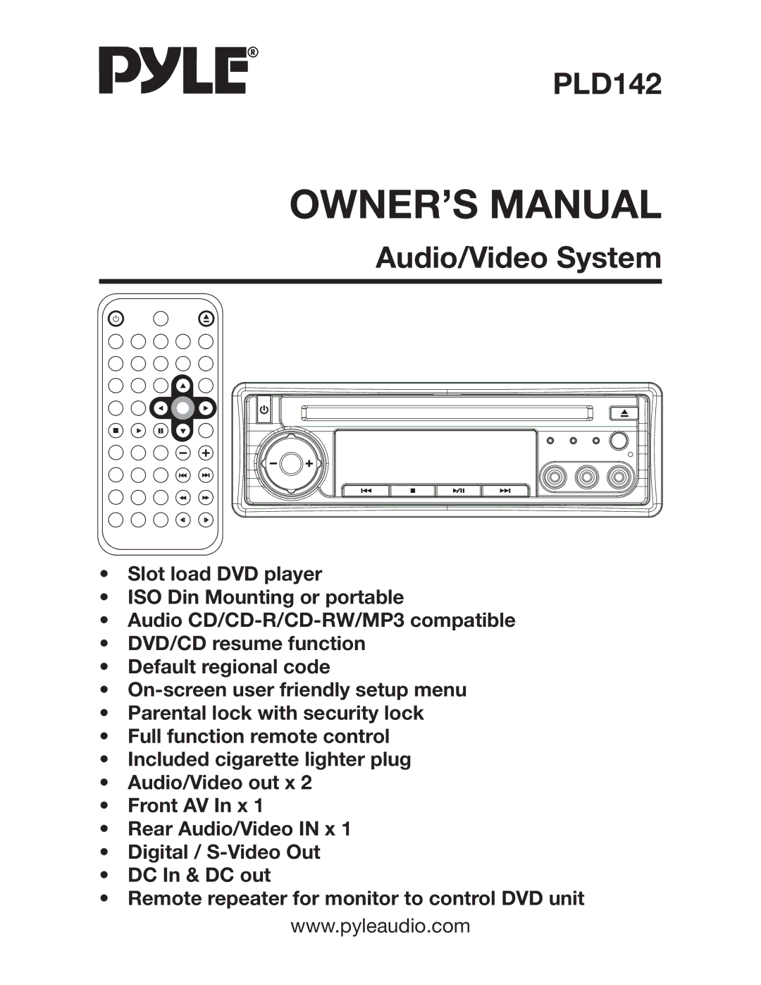 PYLE Audio owner manual PLD142 Audio/Video System 