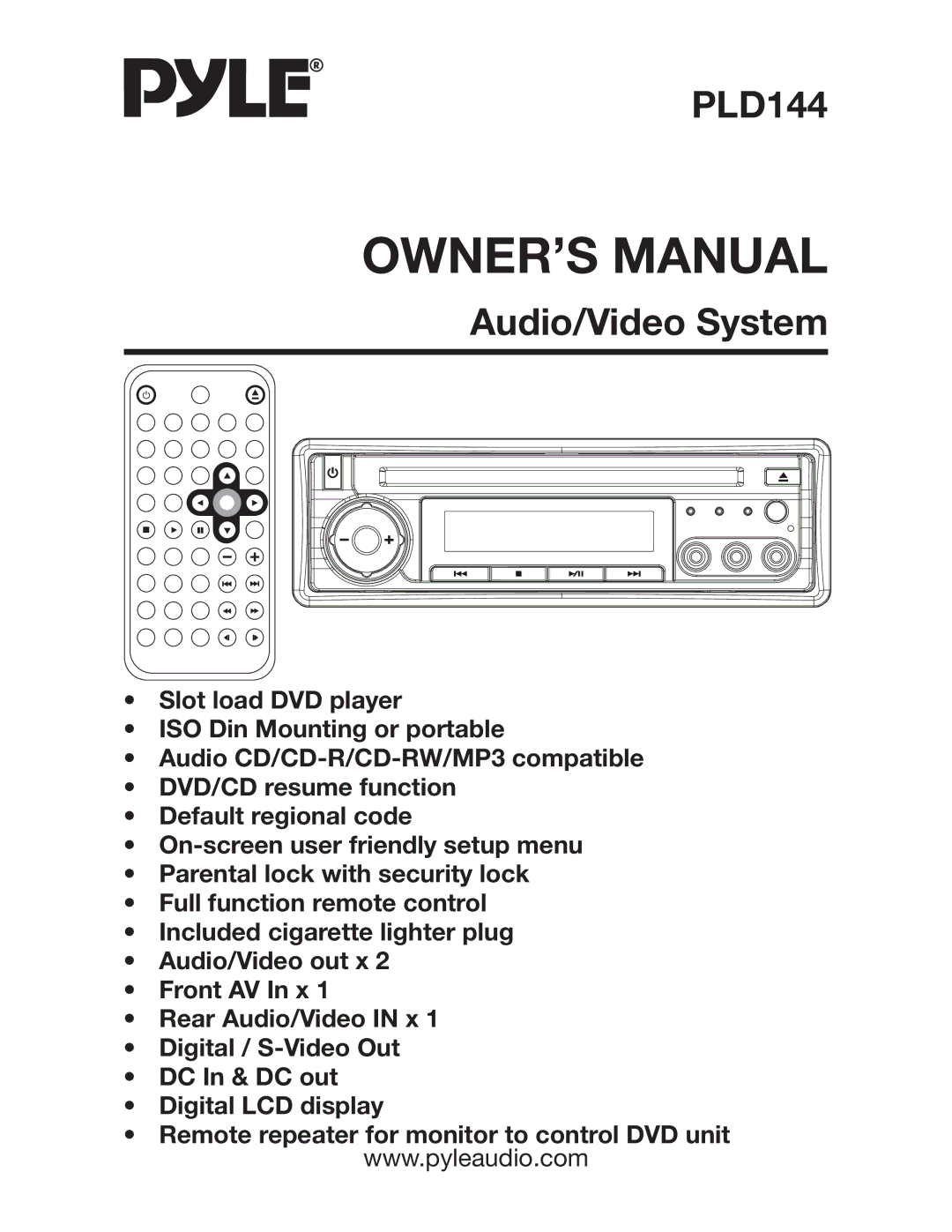 PYLE Audio owner manual PLD144 Audio/Video System 