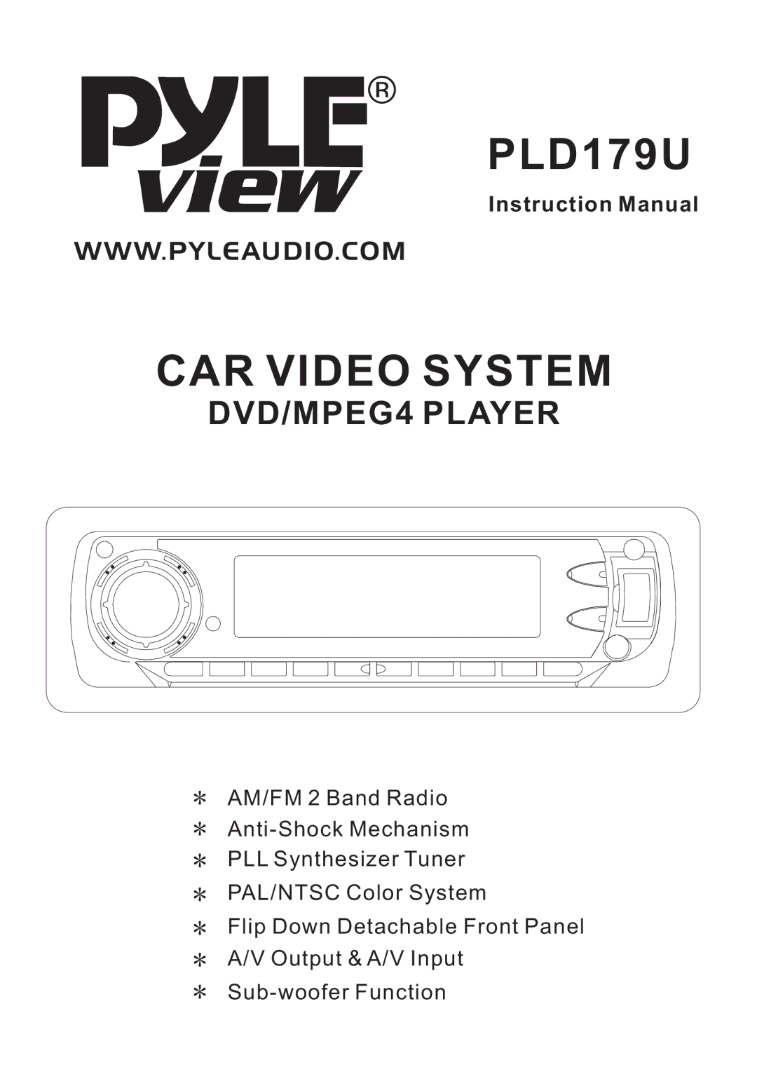 PYLE Audio instruction manual PLD179U CAR Video System 