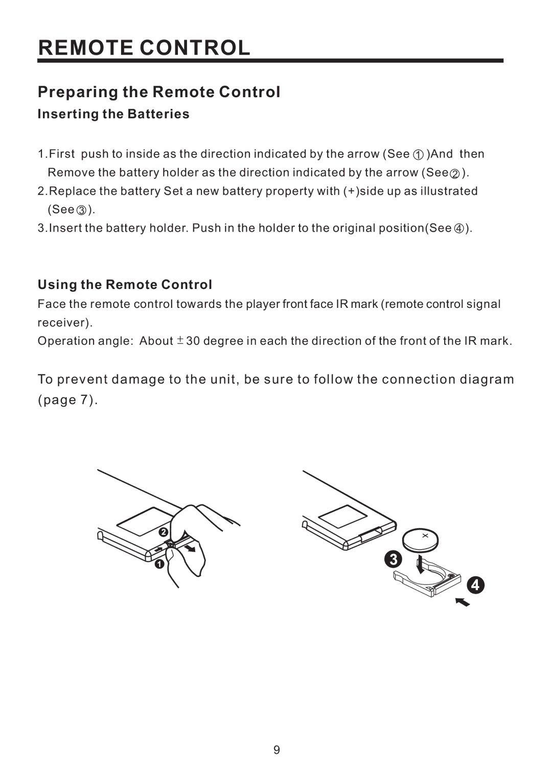 PYLE Audio PLD193T owner manual Inserting the Batteries, Using the Remote Control 