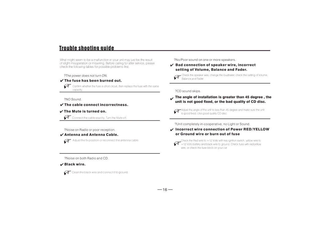 PYLE Audio PLD3MU manual Trouble shooting guide, Fuse has been burned out 