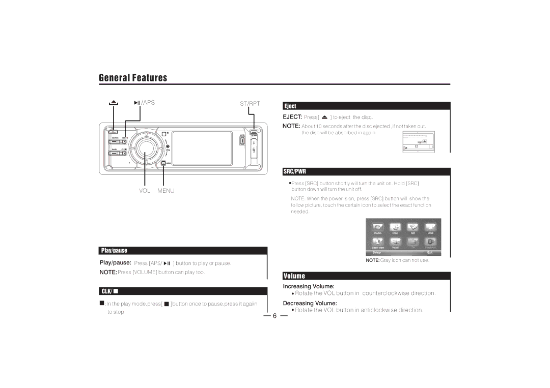 PYLE Audio PLD3MU manual Volume, VOL Menu 