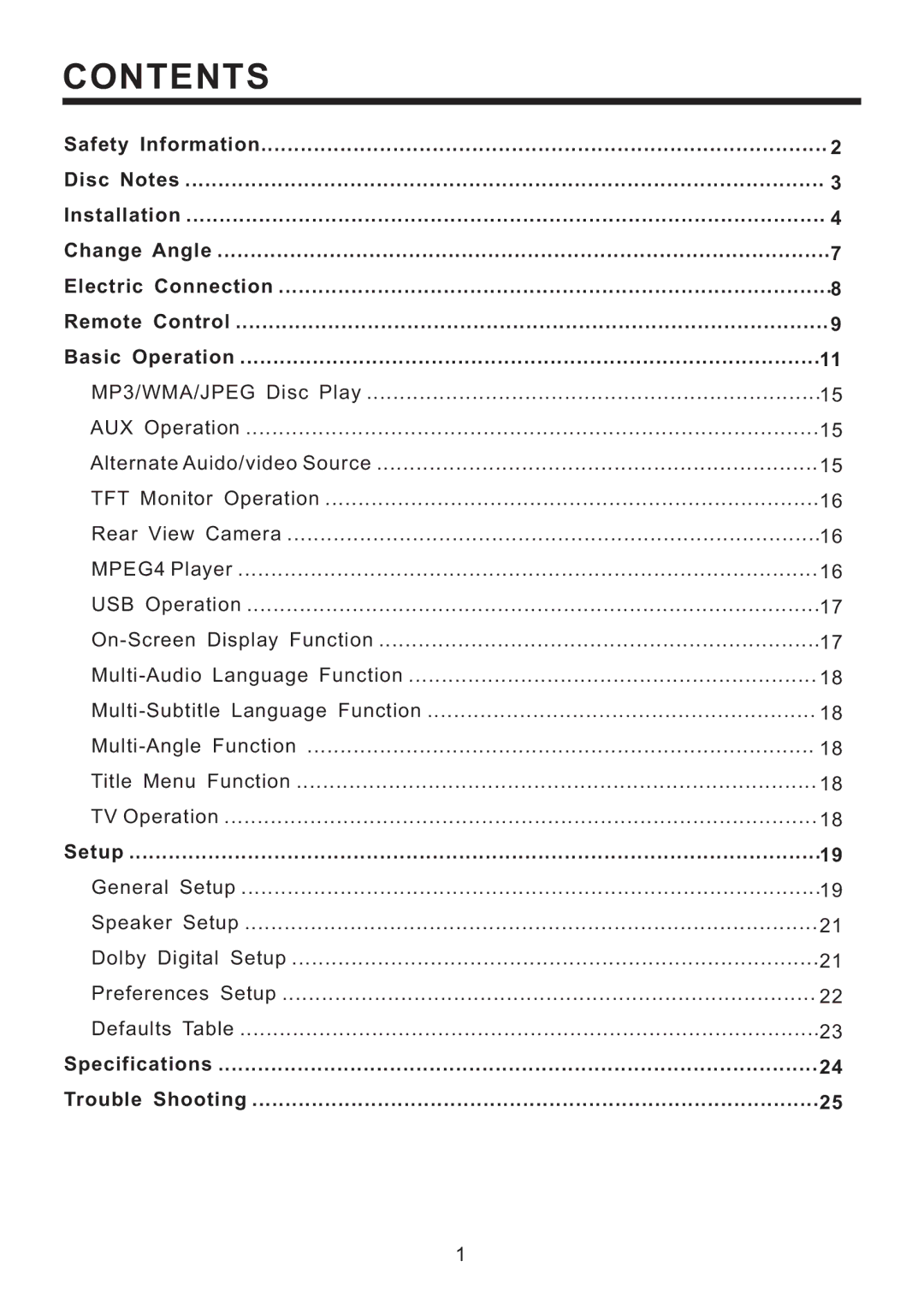 PYLE Audio PLD41MUT owner manual Contents 