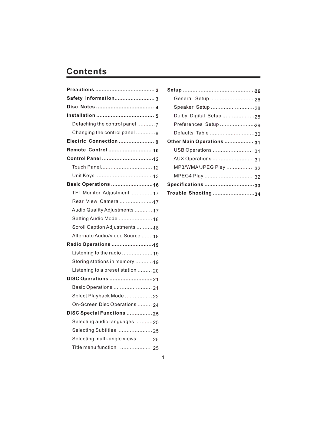 PYLE Audio PLD43MU owner manual Contents 