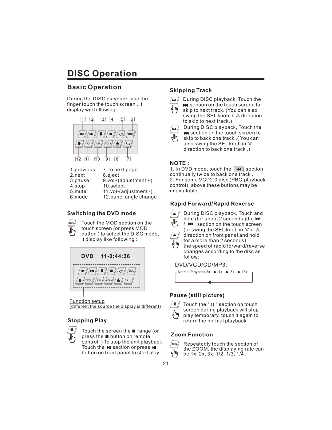 PYLE Audio PLD43MU owner manual Disc Operation, Basic Operation, Dvd 