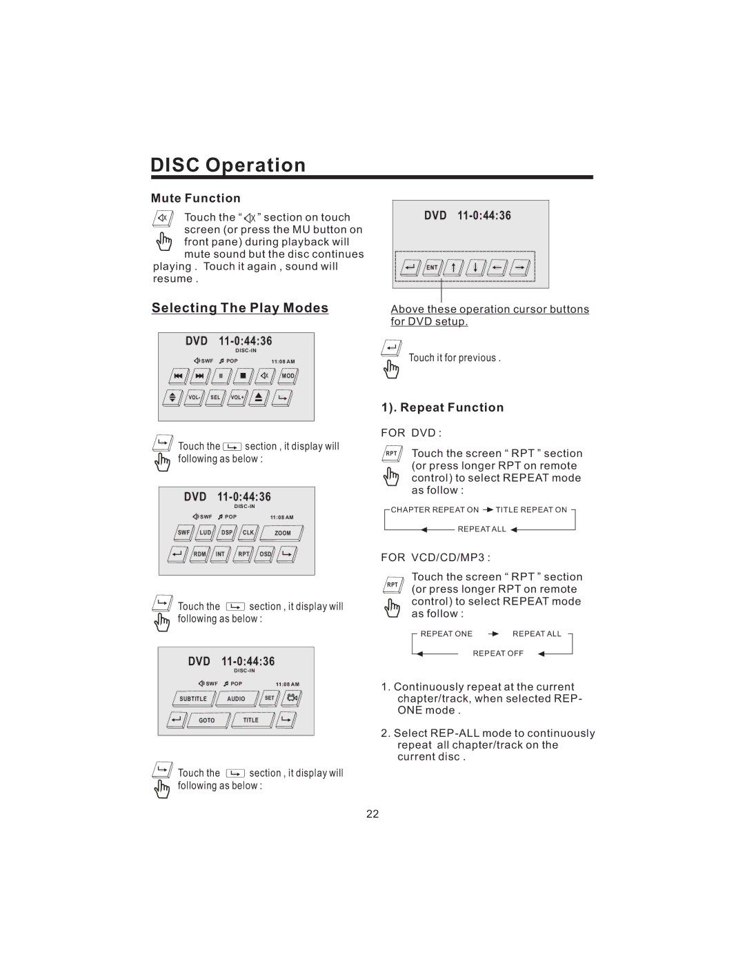 PYLE Audio PLD43MU owner manual Selecting The Play Modes, Repeat Function 