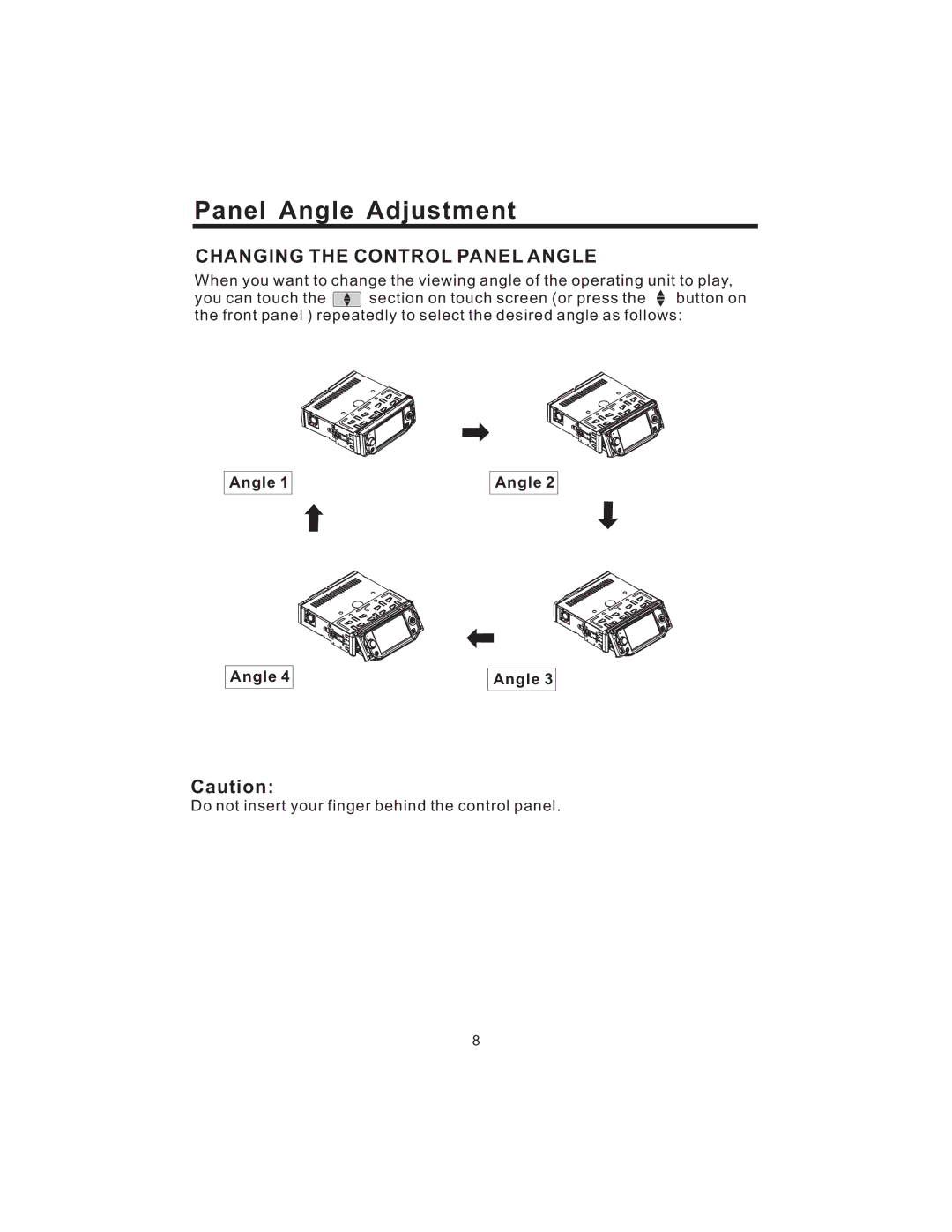 PYLE Audio PLD43MU owner manual Panel Angle Adjustment 