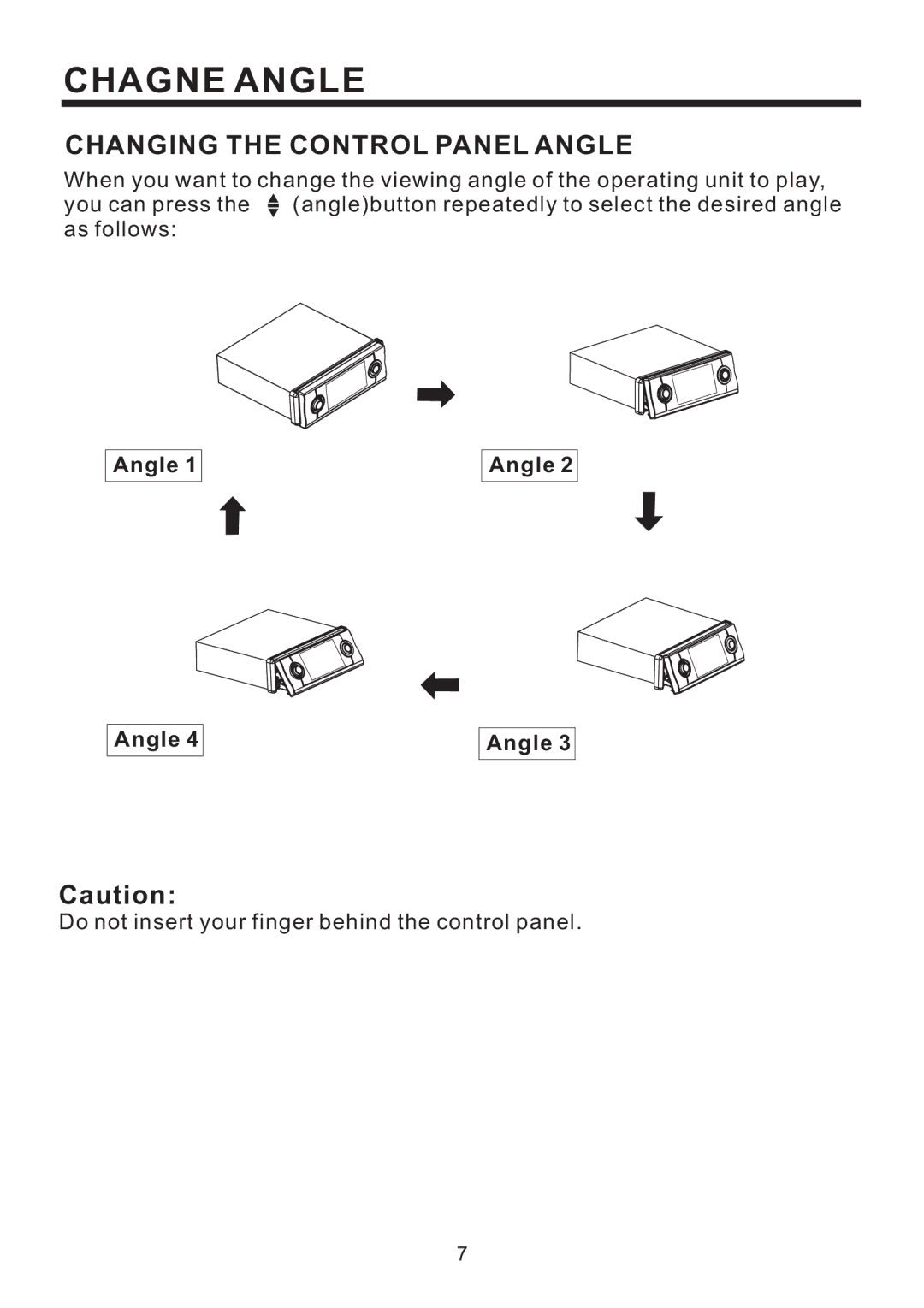 PYLE Audio PLD57MU owner manual Chagne Angle 