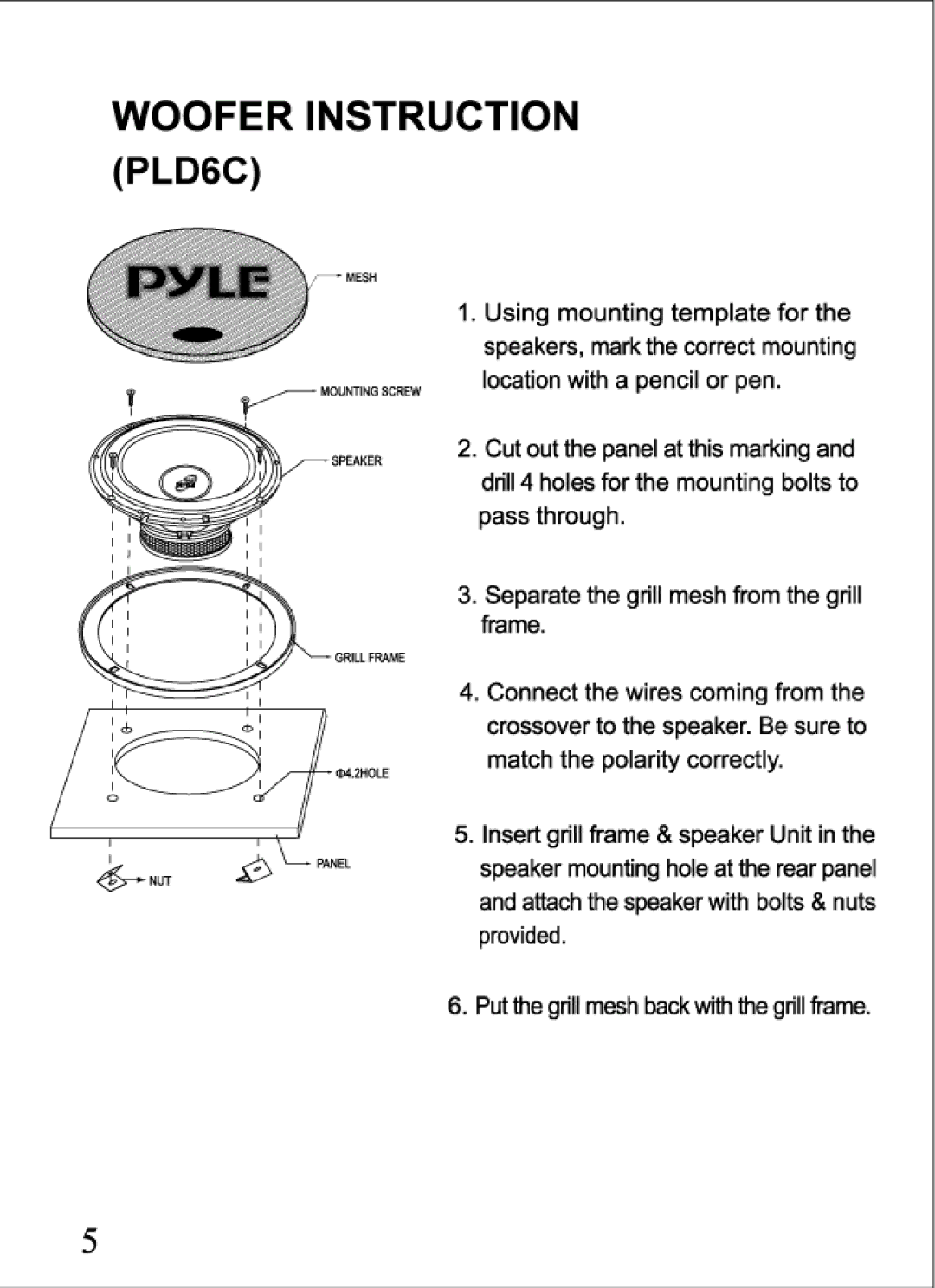 PYLE Audio PLD6C manual 