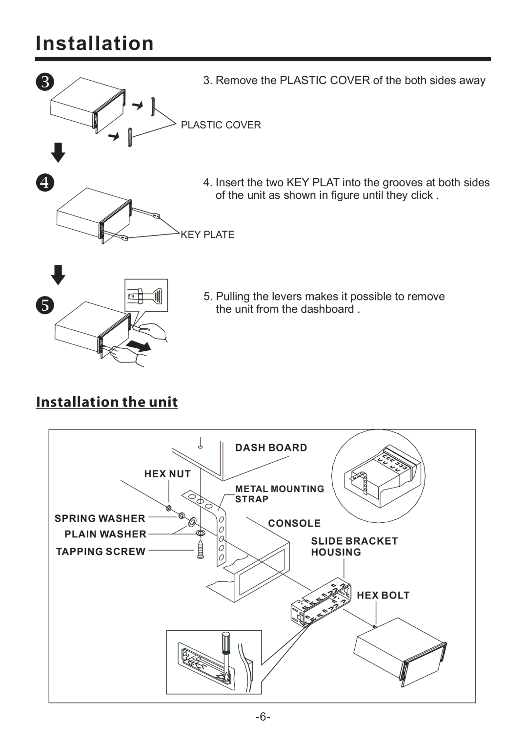 PYLE Audio PLD70BT owner manual Installation the unit 