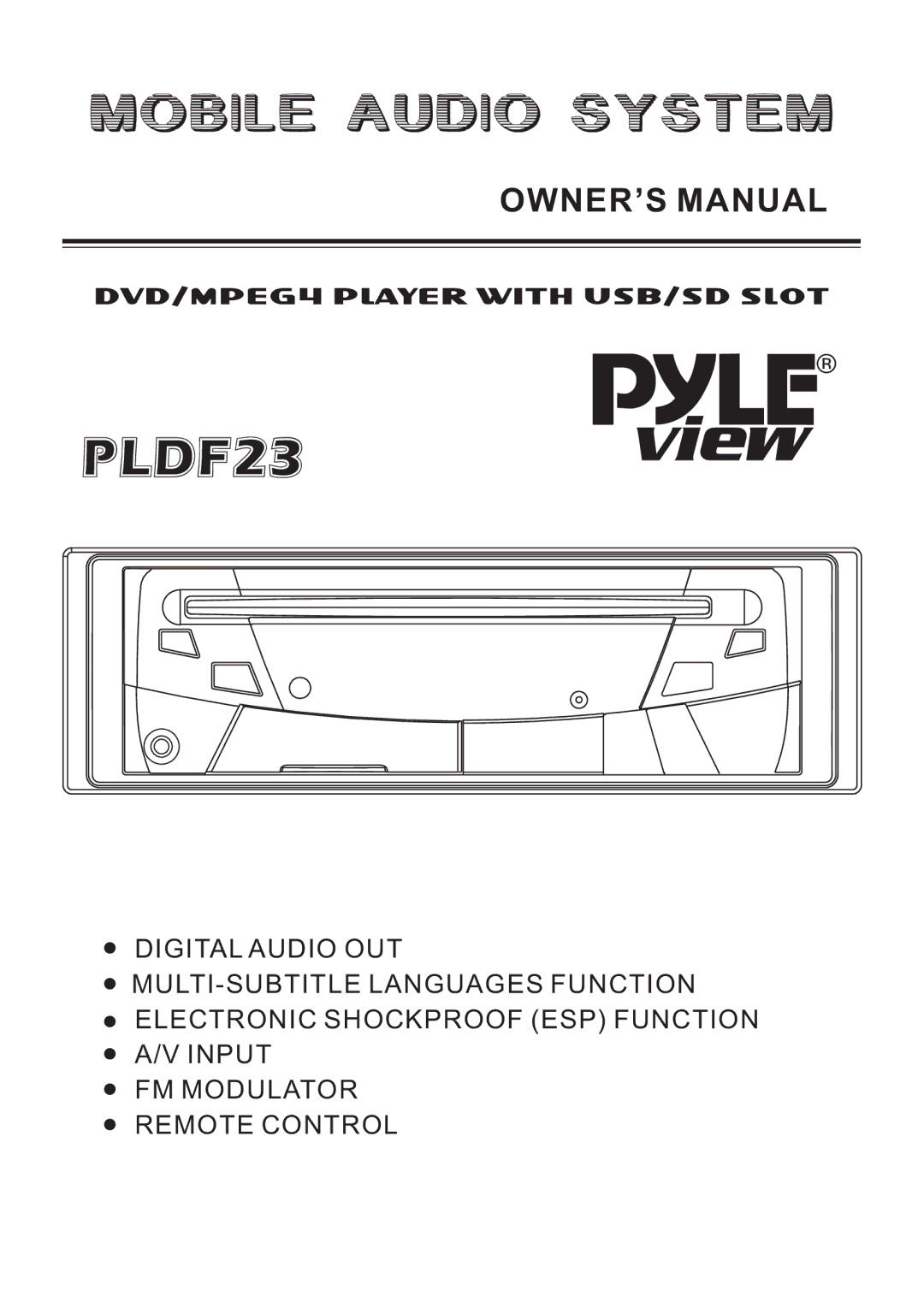 PYLE Audio PLDF23 owner manual 