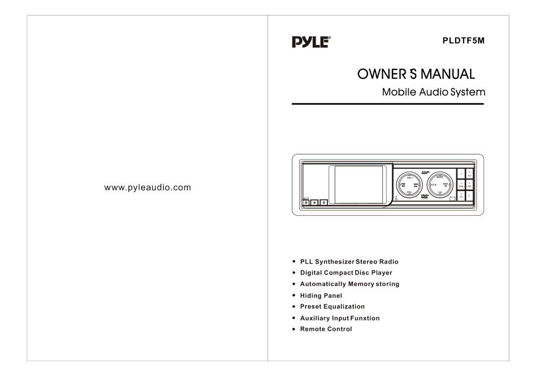 PYLE Audio PLDTF5M owner manual Owner S Manual 