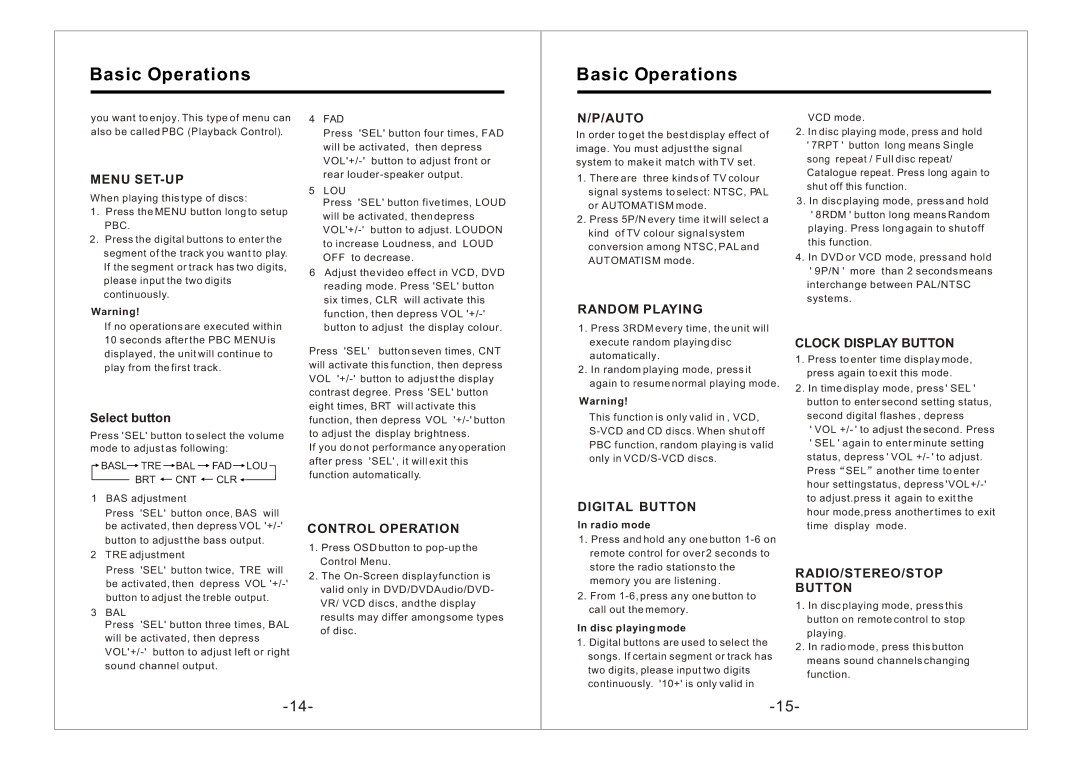 PYLE Audio PLDTF5M owner manual Radio mode, Disc playing mode 