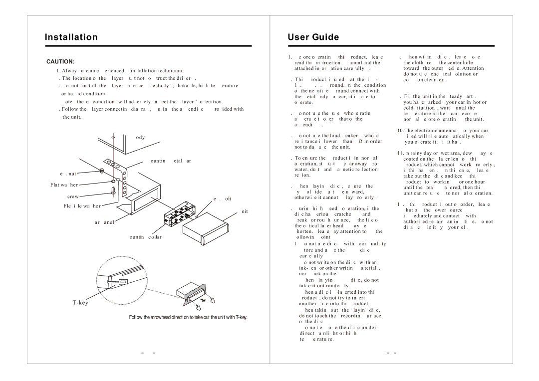 PYLE Audio PLDTF5M owner manual Installation User Guide, Key 