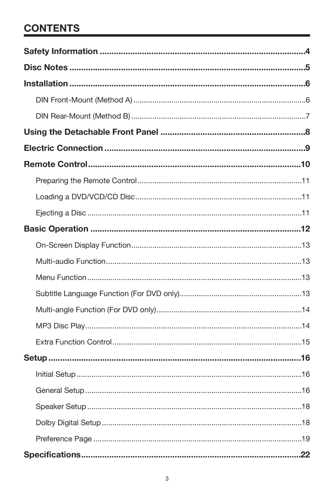 PYLE Audio PLDVD-150 owner manual Contents 