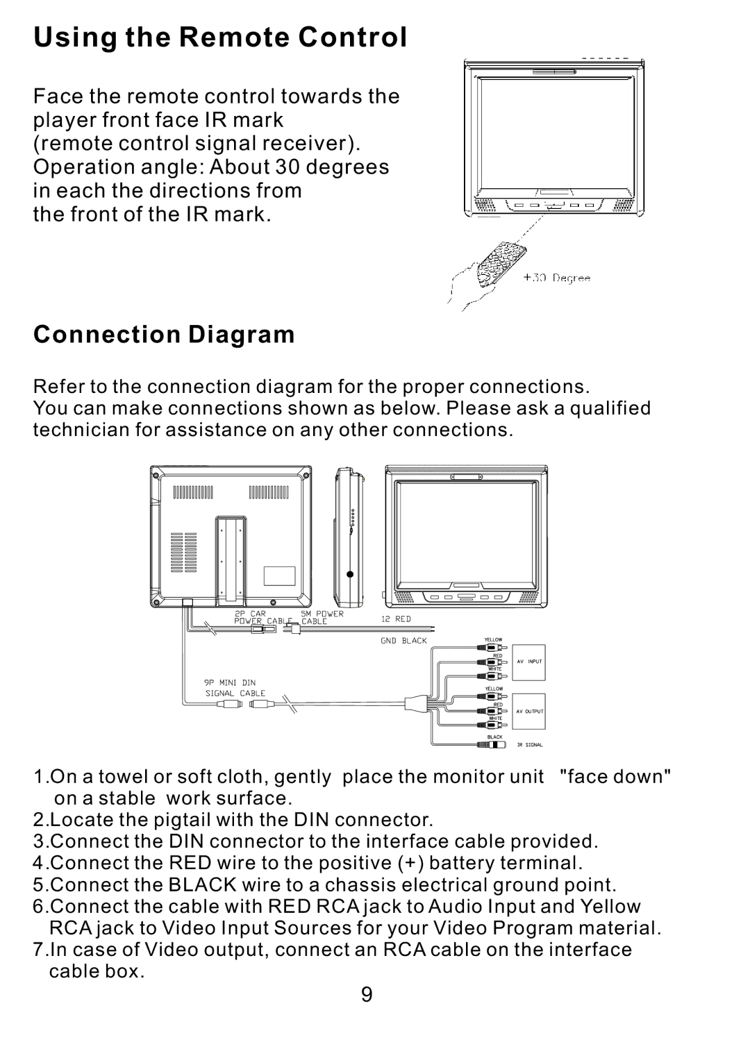 PYLE Audio PLDVD10M manual Using the Remote Control, Connection Diagram 