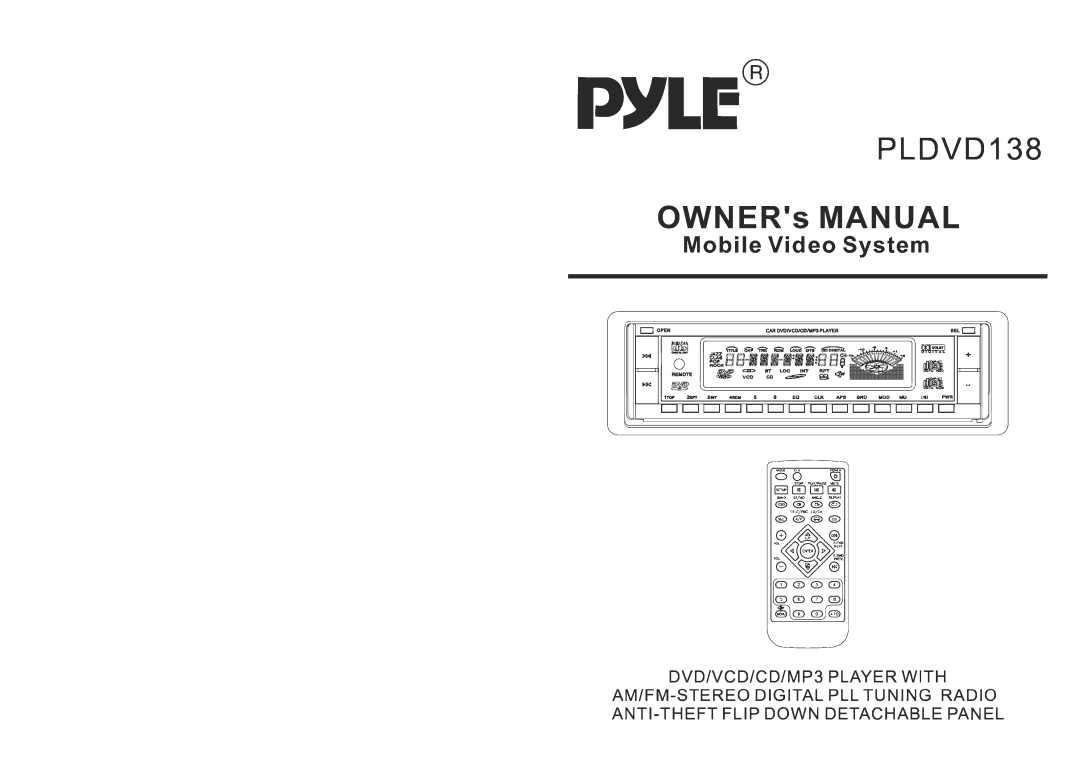 PYLE Audio PLDVD138 manual 