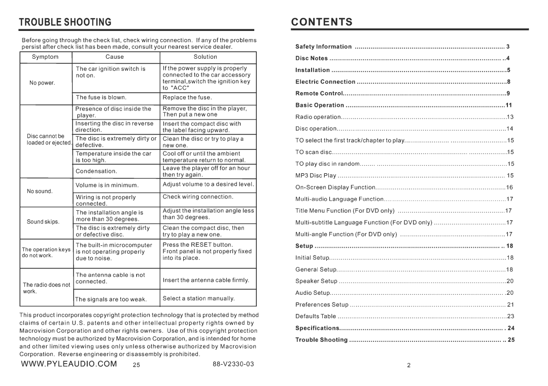 PYLE Audio PLDVD138 manual 