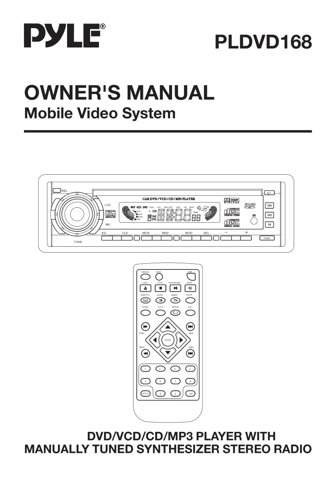 PYLE Audio PLDVD168 owner manual 