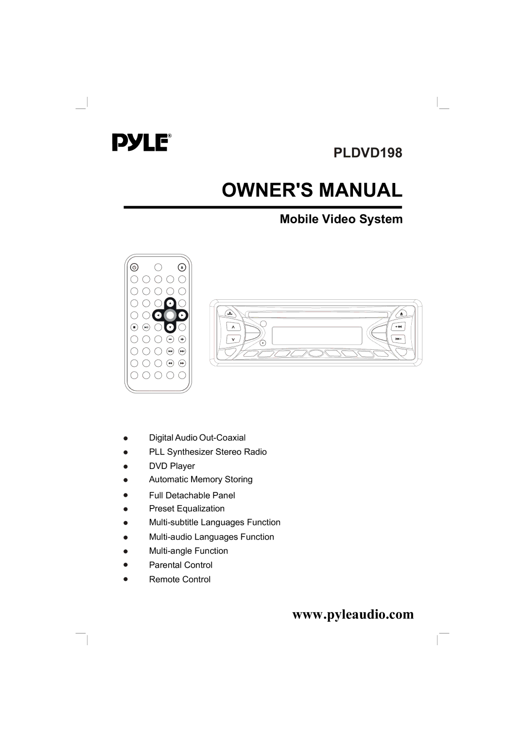 PYLE Audio PLDVD198 owner manual 