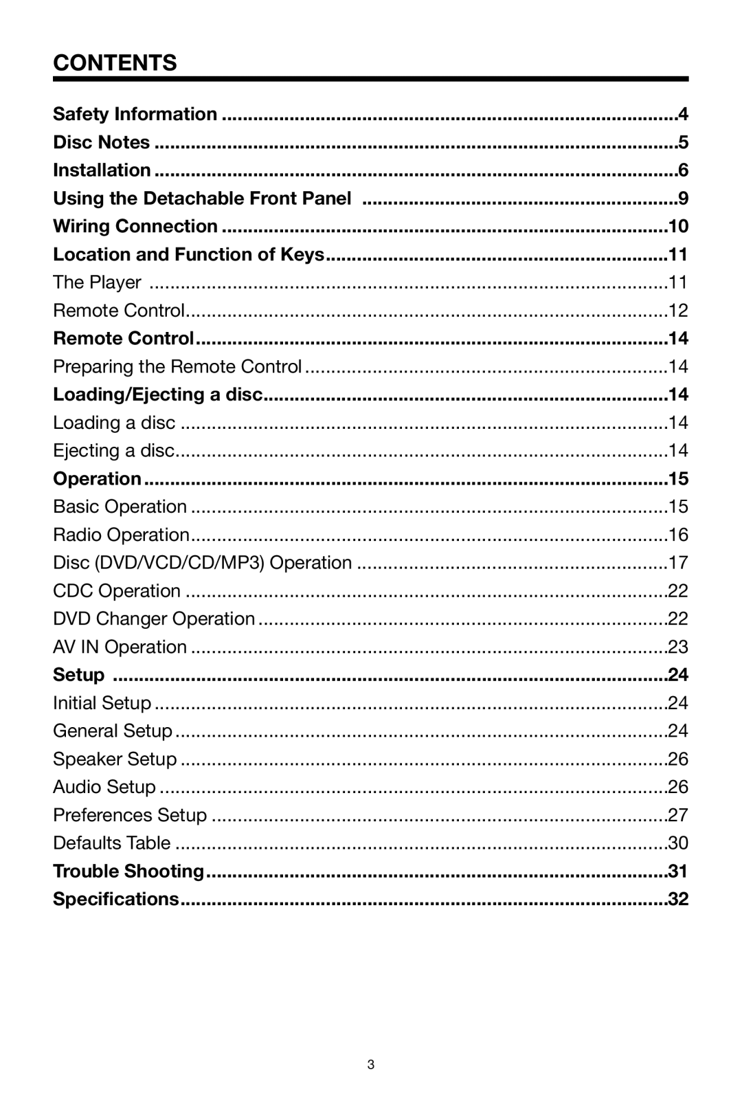 PYLE Audio PLDVD48 owner manual Contents 