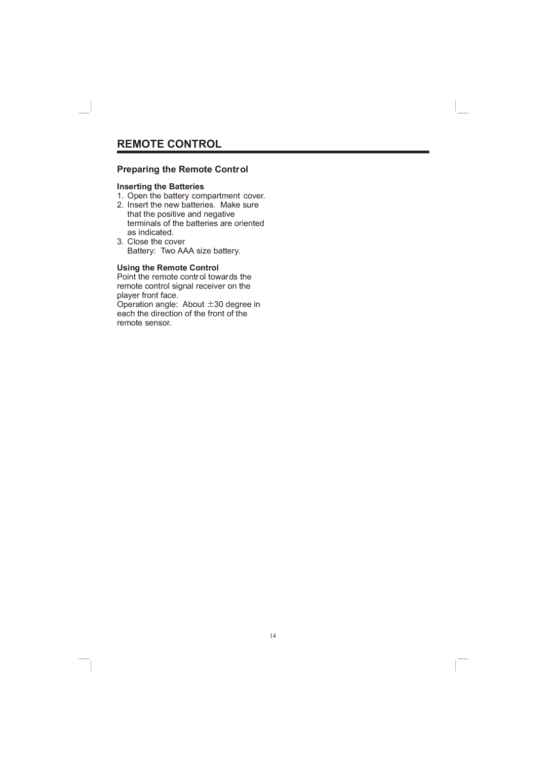 PYLE Audio PLDVD65IN owner manual Preparing the Remote Control, Inserting the Batteries, Using the Remote Control 