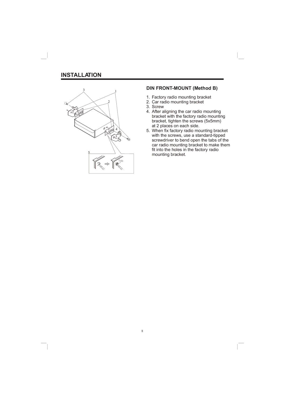 PYLE Audio PLDVD65IN owner manual DIN FRONT-MOUNT Method B 